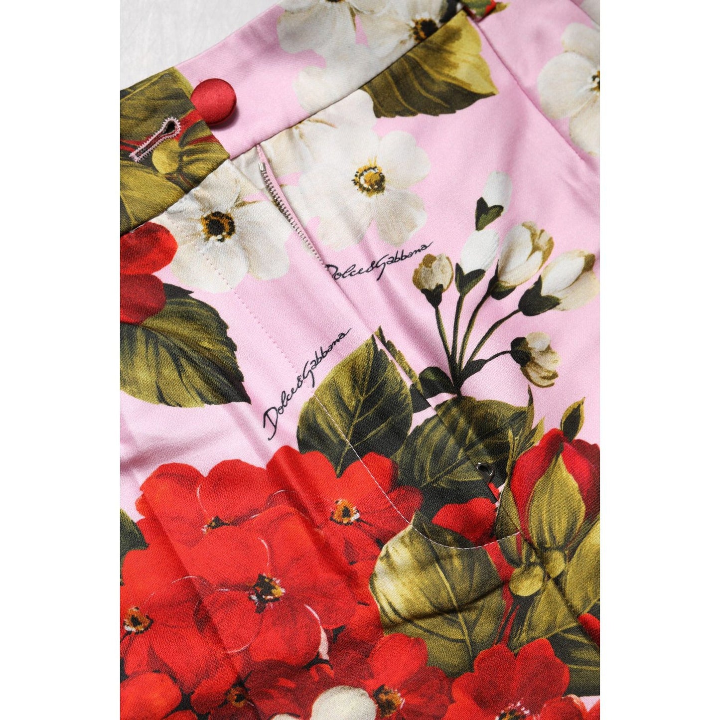 Dolce & Gabbana Pink Floral Print High Waist Hotpants Short SKI2082-36