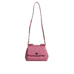 Dolce & Gabbana Pink Leather Sicily Logo Shoulder Satchel Bag