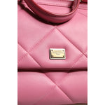 Dolce & Gabbana Pink Leather Sicily Logo Shoulder Satchel Bag