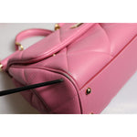 Dolce & Gabbana Pink Leather Sicily Logo Shoulder Satchel Bag