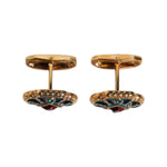 Dolce & Gabbana Gold Brass Blue Enameled Flower Cufflink