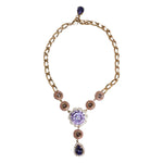 Dolce & Gabbana Gold Brass Floral Crystals Pearl Embellished Necklace