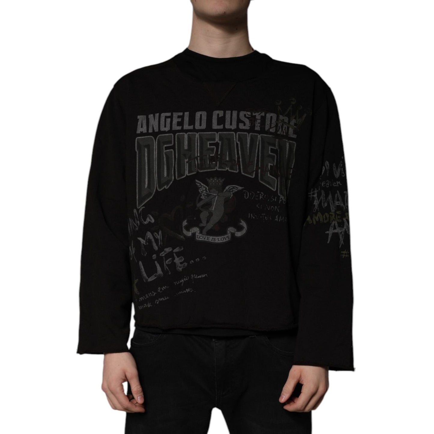 Dolce & Gabbana Black DG Heaven Crew Neck Pullover Sweater TSH86407-54