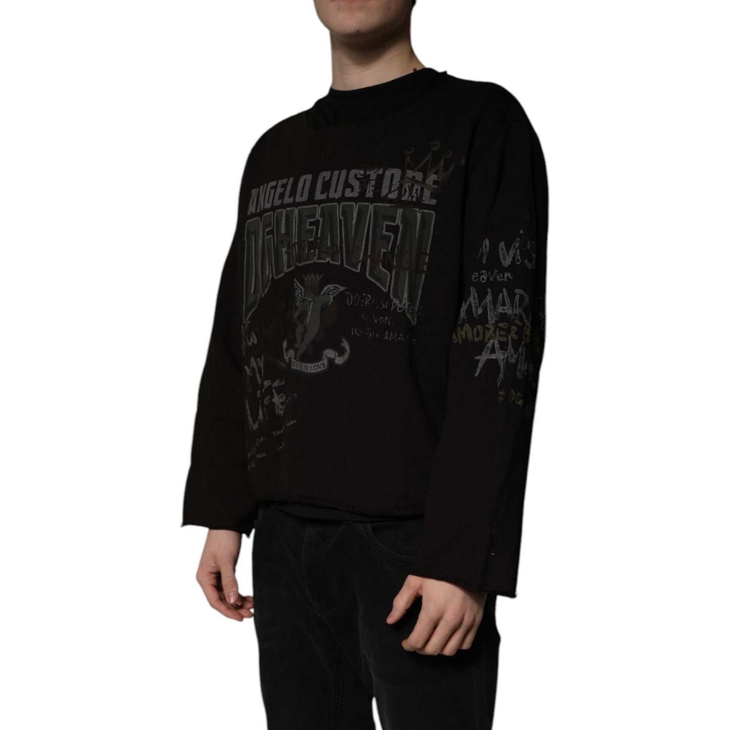 Dolce & Gabbana Black DG Heaven Crew Neck Pullover Sweater TSH86407-54
