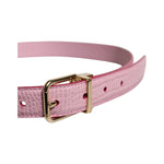 Dolce & Gabbana Pink Leather Gold Logo Metal Waist Buckle Belt