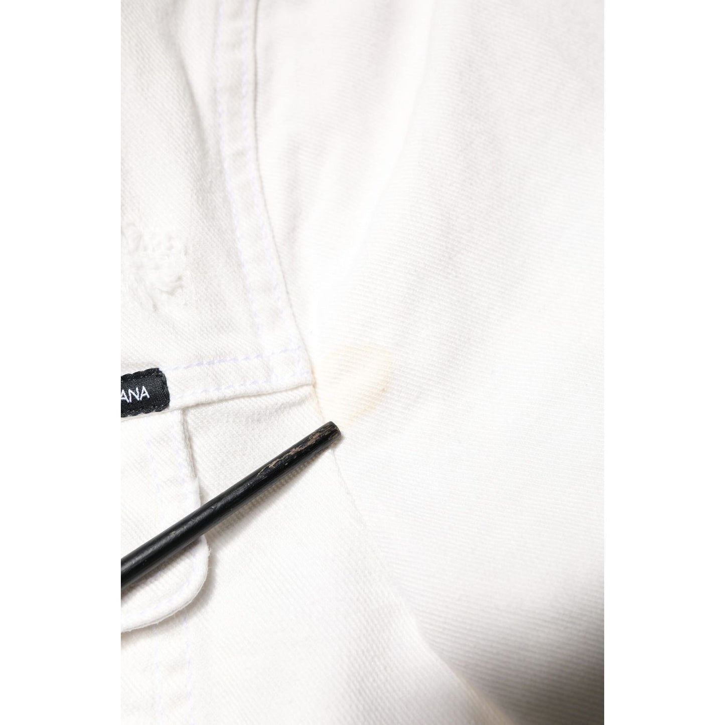 Dolce & Gabbana White Graffiti Cotton Stretch Denim Jacket