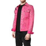 Dolce & Gabbana Pink Crystal Embellished Cotton Denim Jacket JKT41474-46
