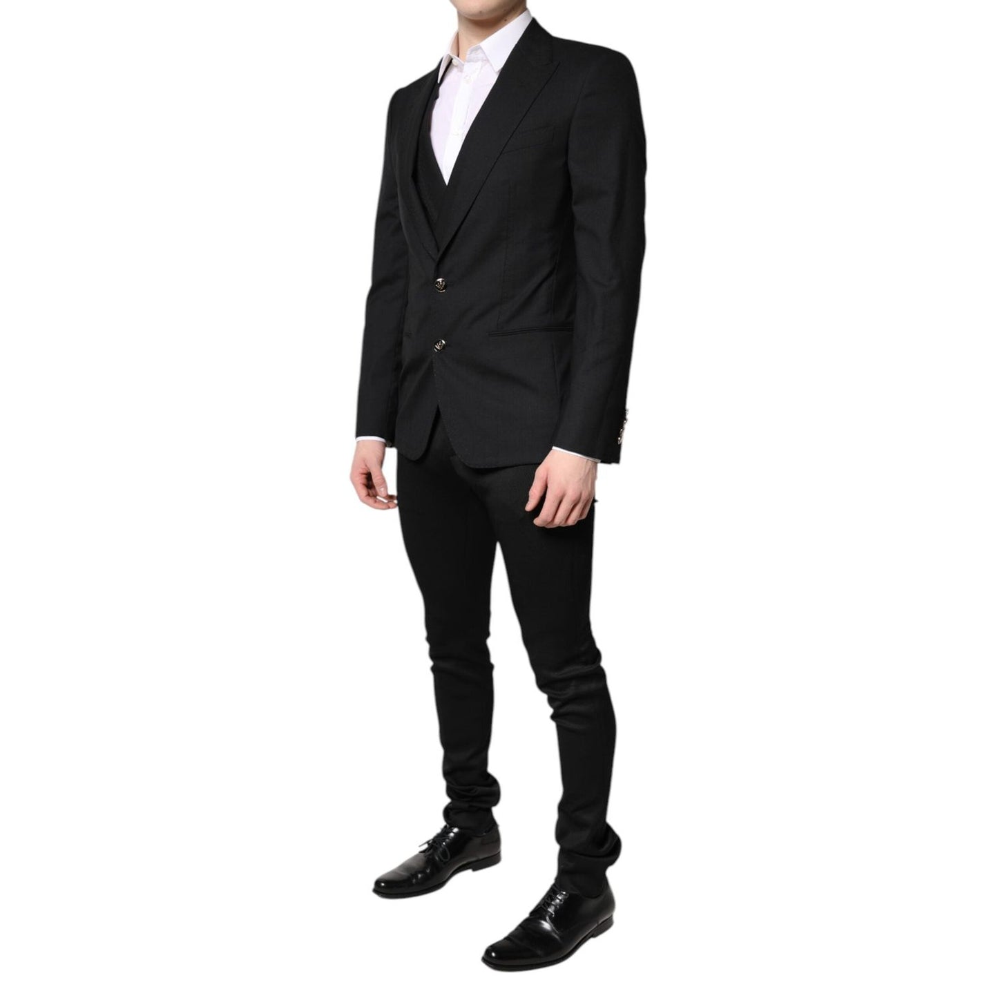 Dolce & Gabbana Black Single Breasted Formal Blazer with Vest KOS2271-46