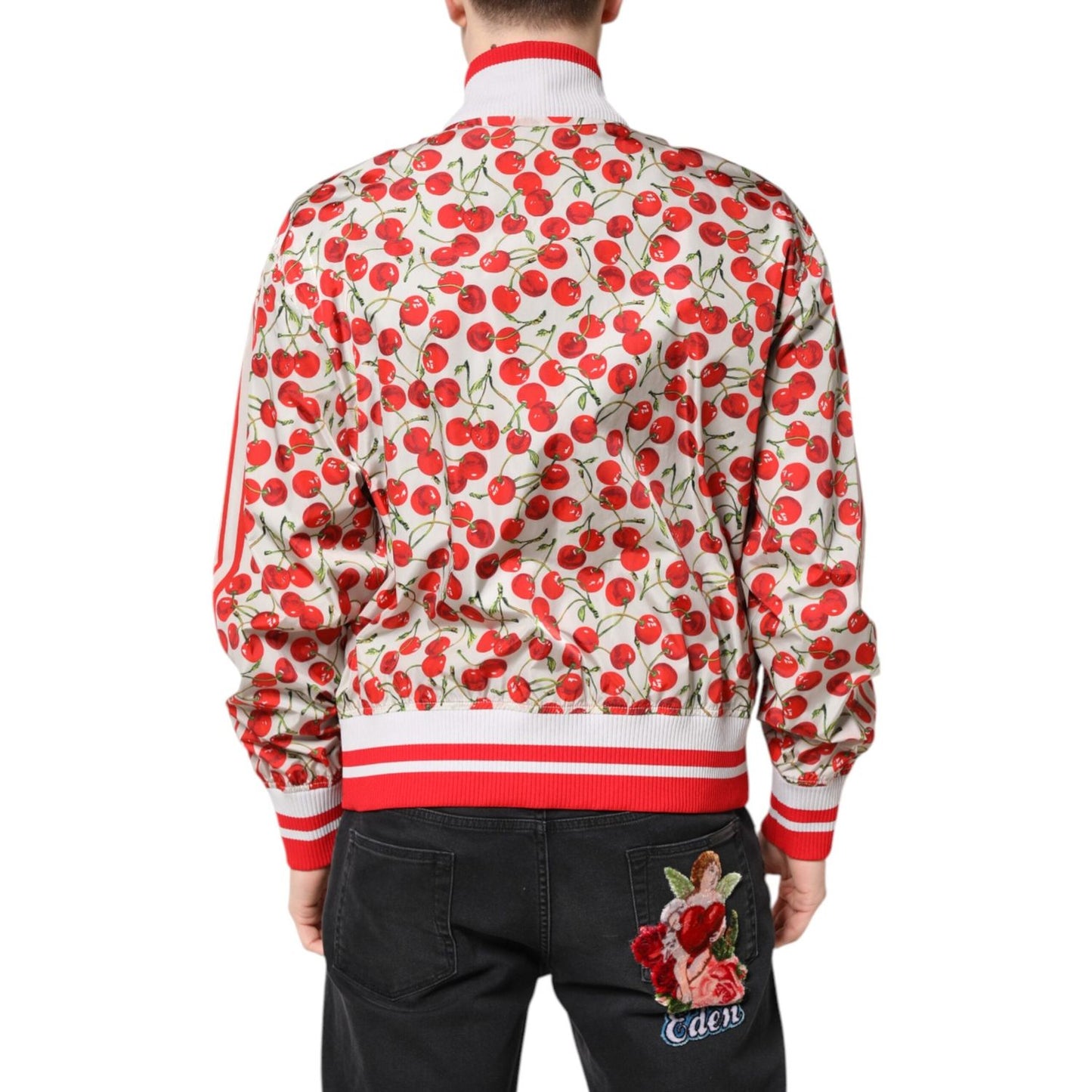 Dolce & Gabbana White Cherry Print Full Zip Bomber Jacket JKT41421-52