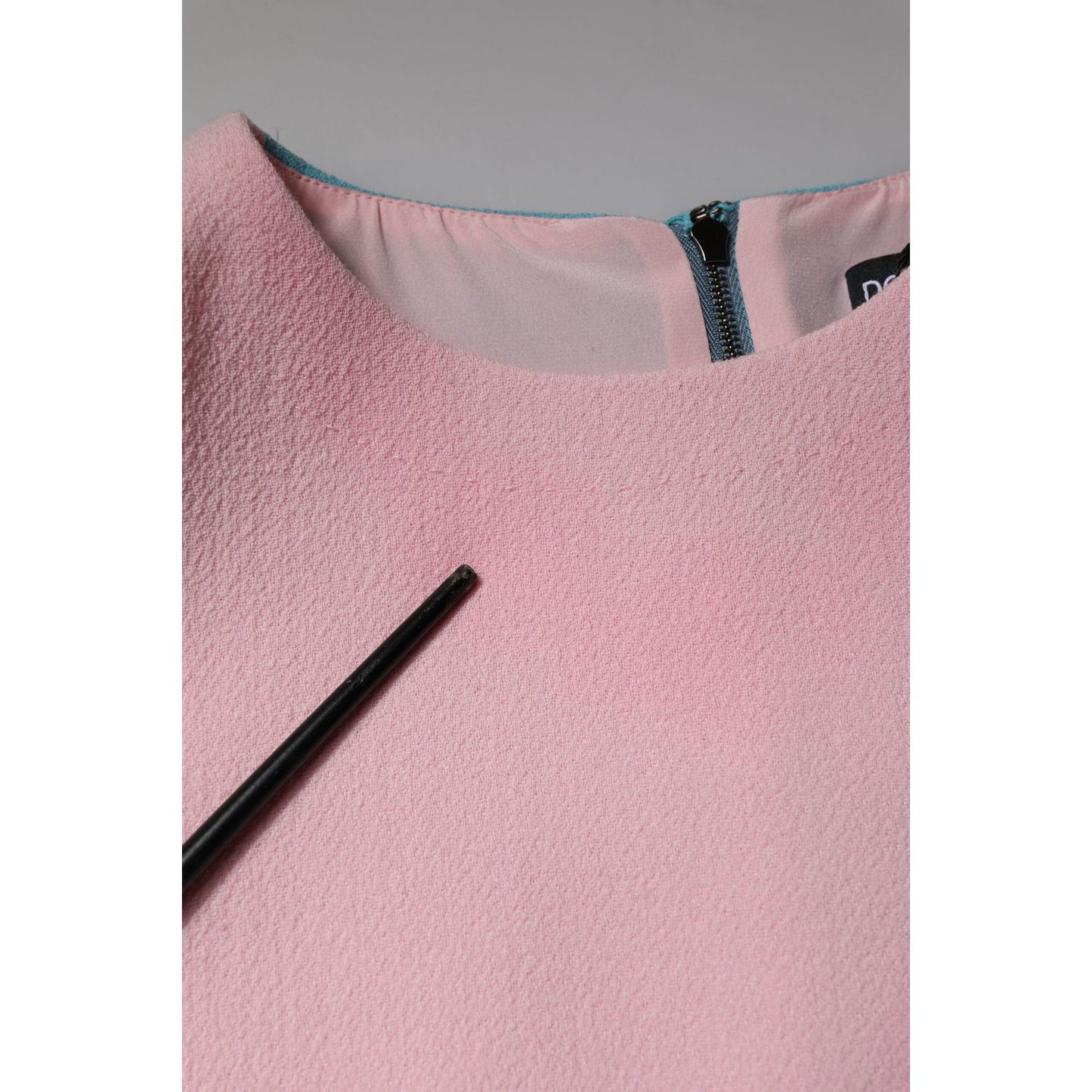 Dolce & Gabbana Pink Blue Wool Sleeveless Shift Mini Dress