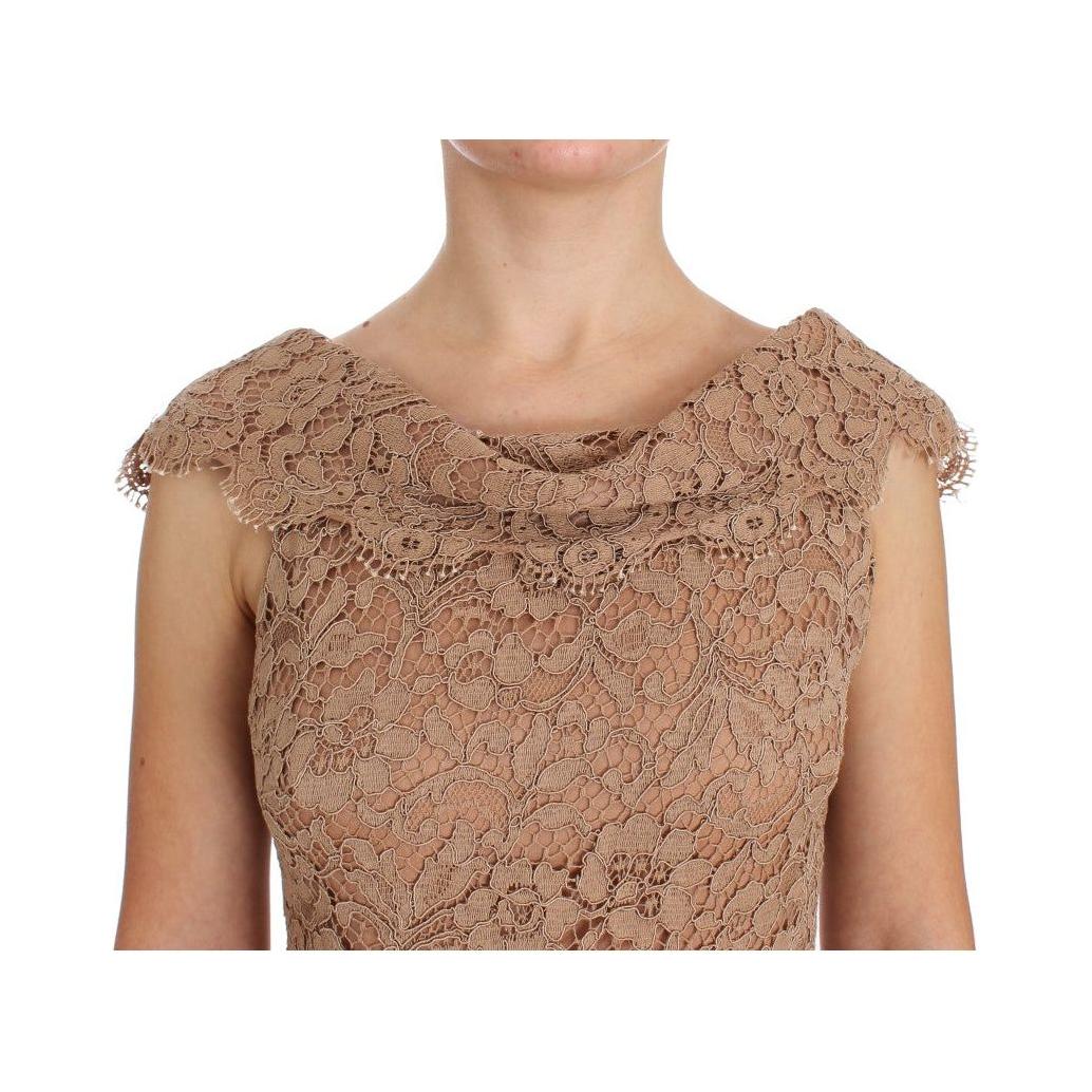 Dolce & Gabbana Pink Floral Lace Full Length Sheath Dress NOC10122-1