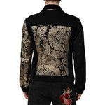 Dolce & Gabbana Black Gold Floral Jacquard Men Biker Jacket JKT41451-50