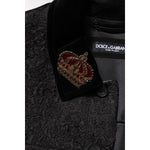 Dolce & Gabbana Black Gold Floral Jacquard Men Biker Jacket JKT41451-50