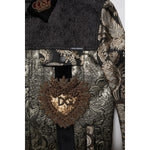 Dolce & Gabbana Black Gold Floral Jacquard Men Biker Jacket JKT41451-50