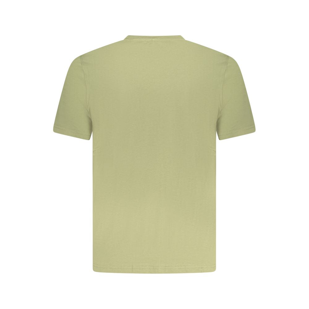 K-WAY Green Cotton T-Shirt with short sleeves, crew neck, logo application, and one pocket viewed from the back.