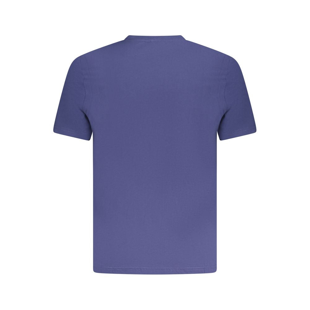 K-WAY Blue Cotton T-Shirt with short sleeves, crew neck, 1 pocket, logo application, back view