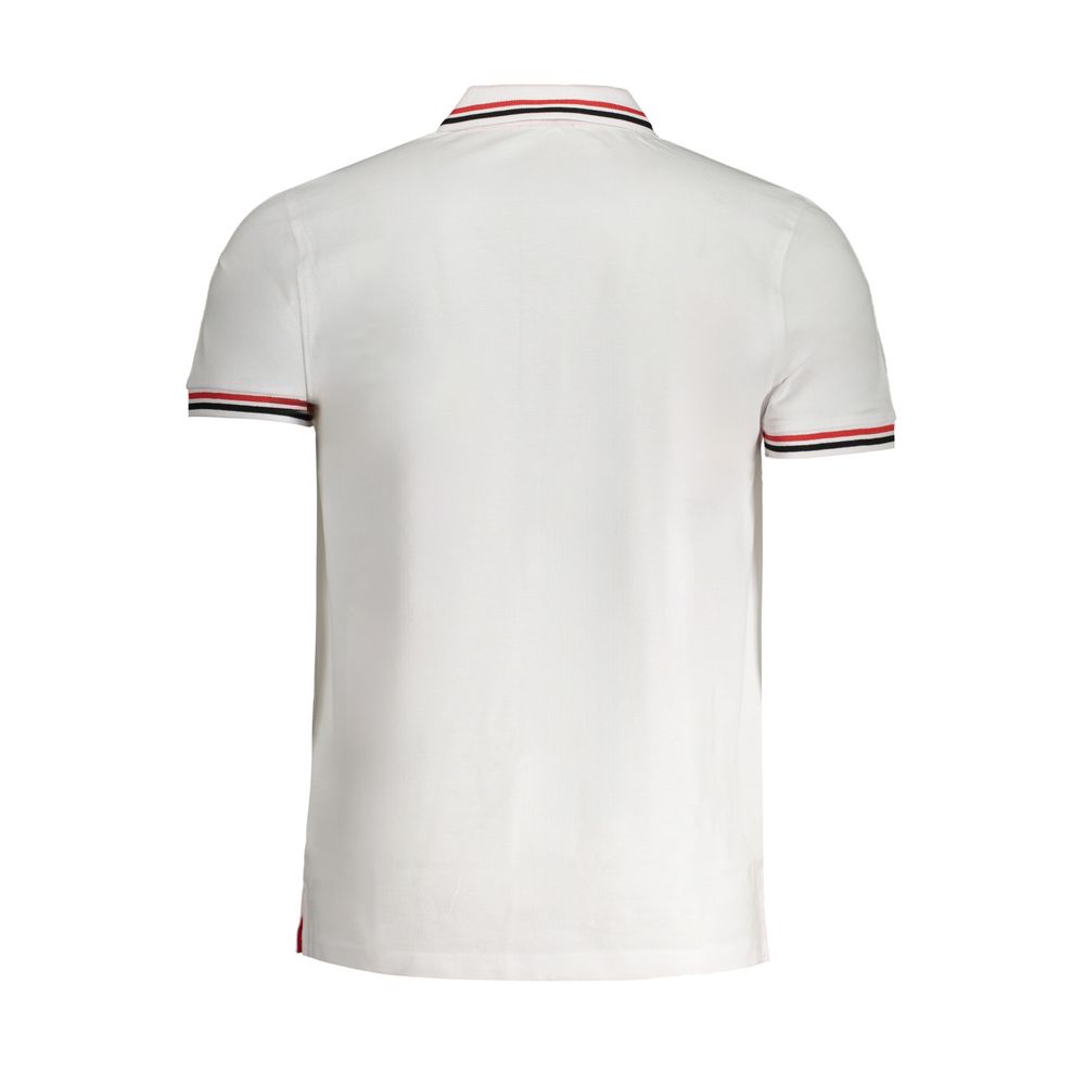 Back view of Cavalli Class White Cotton Polo Shirt with contrast details and logo embroidery