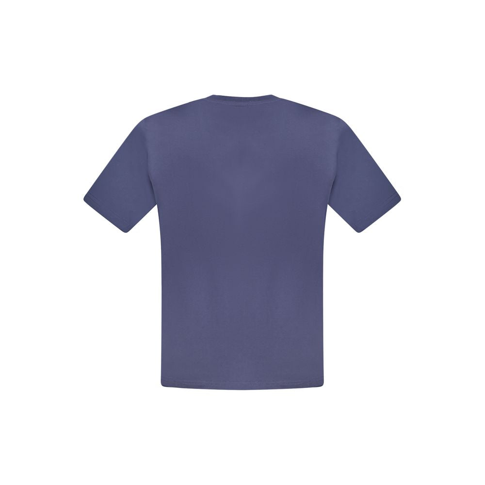 Back view of North Sails Blue Cotton Men T-Shirt with short sleeves and crew neck
