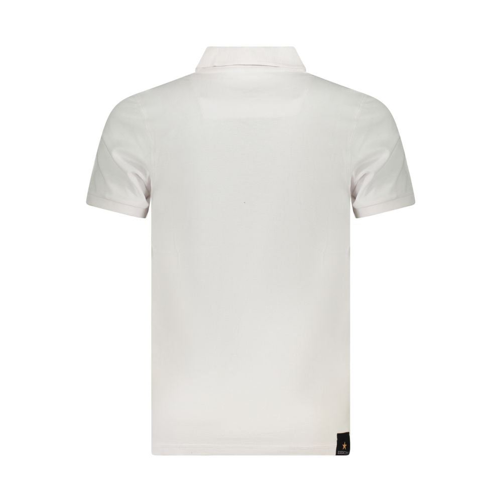Back view of Accademia Militare White Cotton Polo Shirt with short sleeves and logo.