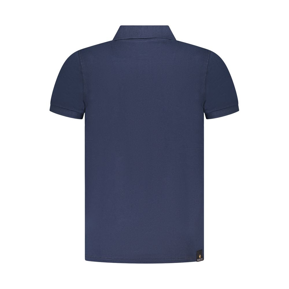 Back view of Accademia Militare Blue Cotton Polo Shirt, short sleeve, 3 buttons with logo.