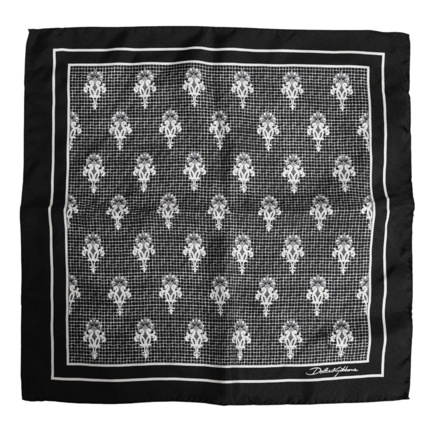 Dolce & Gabbana Black White Printed Square Foulard Scarf