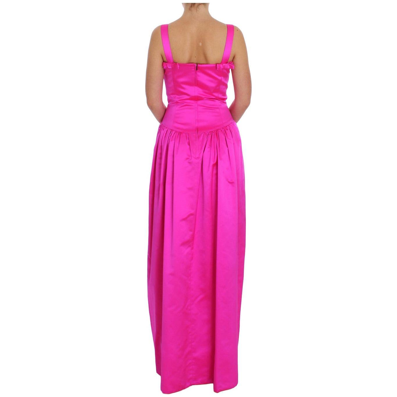 Dolce & Gabbana Pink Silk Long Sheath Ball Gown Dress NOC10150-1