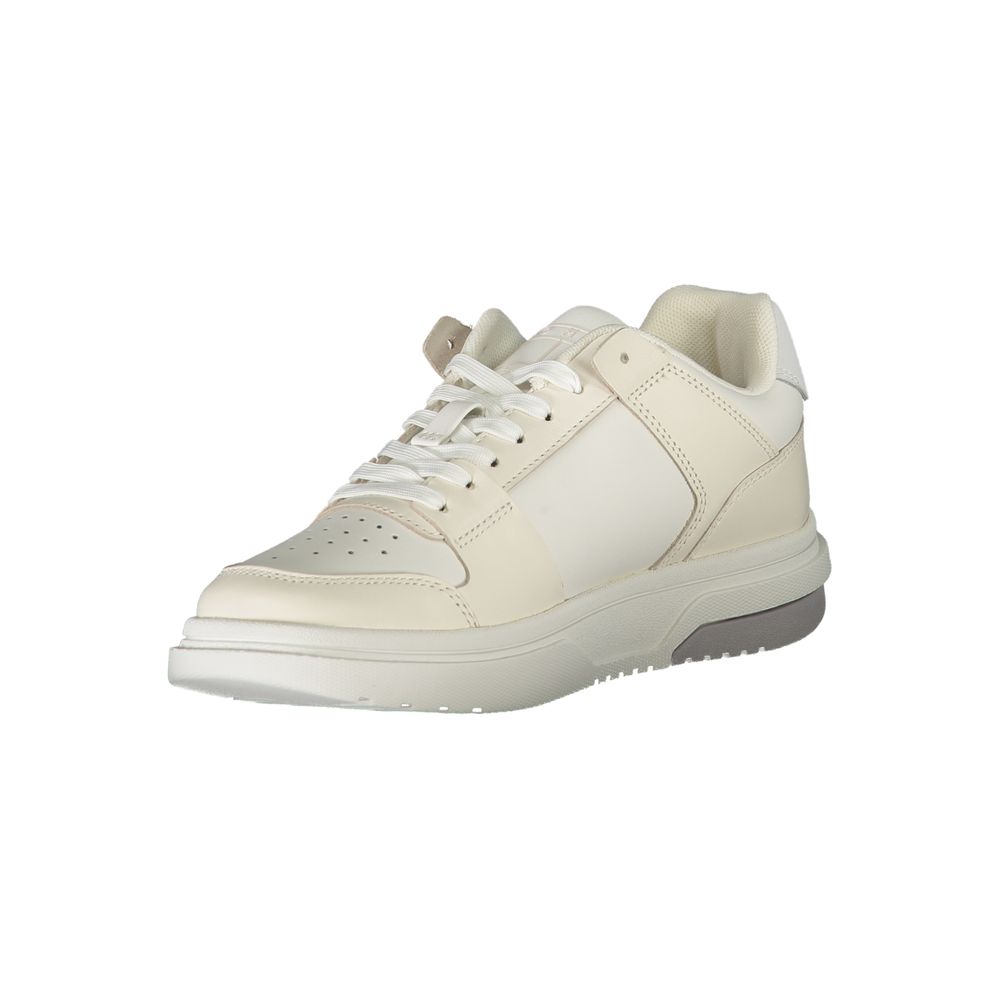 Tommy Hilfiger White Polyester Sneaker with laces and contrast details