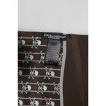 Dolce & Gabbana Brown Skulls Print Fringes Foulard Scarf