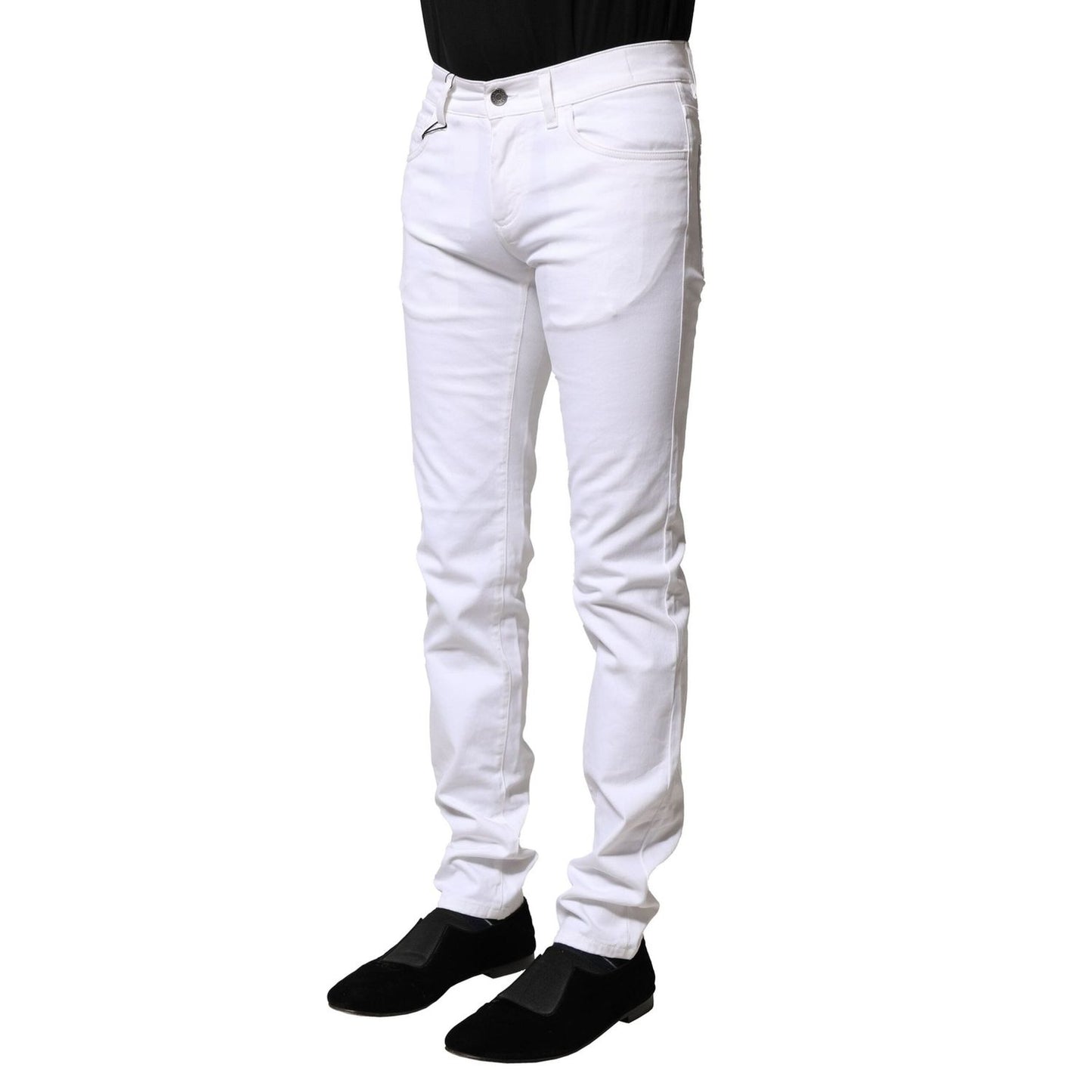 Dolce & Gabbana White Cotton Skinny Men Denim Jeans PAN75367-46