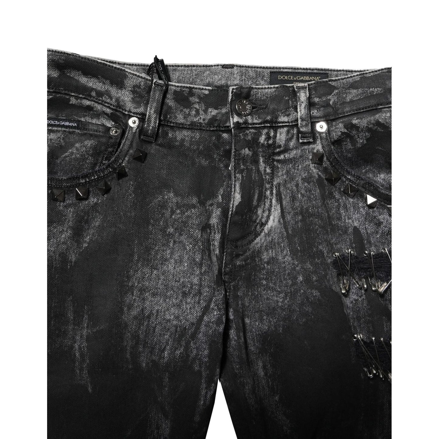 Dolce & Gabbana Black Washed Embellished Skinny Denim Jeans PAN75764-46