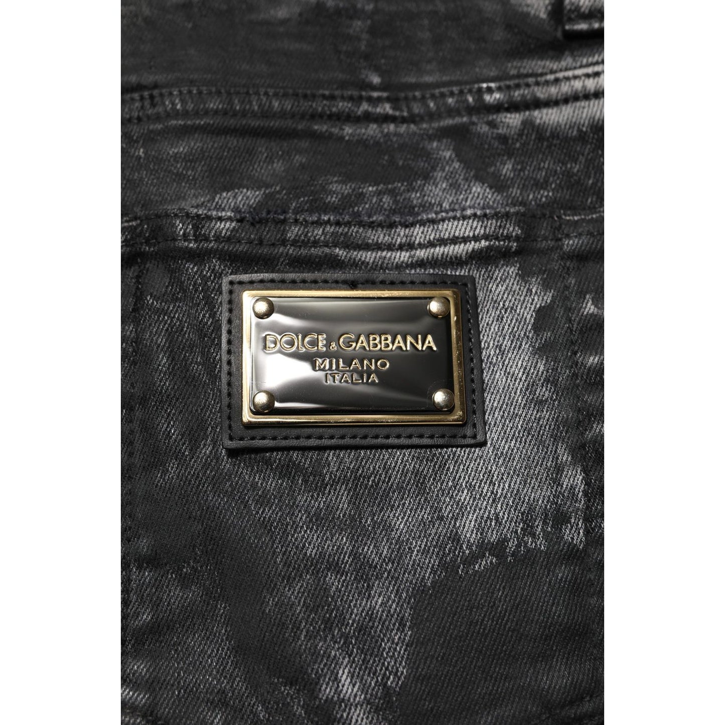 Dolce & Gabbana Black Washed Embellished Skinny Denim Jeans PAN75764-46