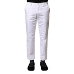 Dolce & Gabbana White Cotton Straight Logo Men Pants PAN75826-46