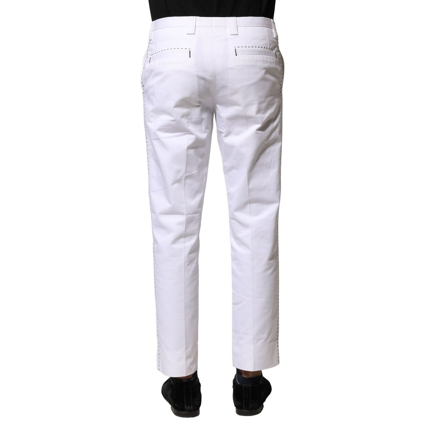 Dolce & Gabbana White Cotton Straight Logo Men Pants PAN75826-46