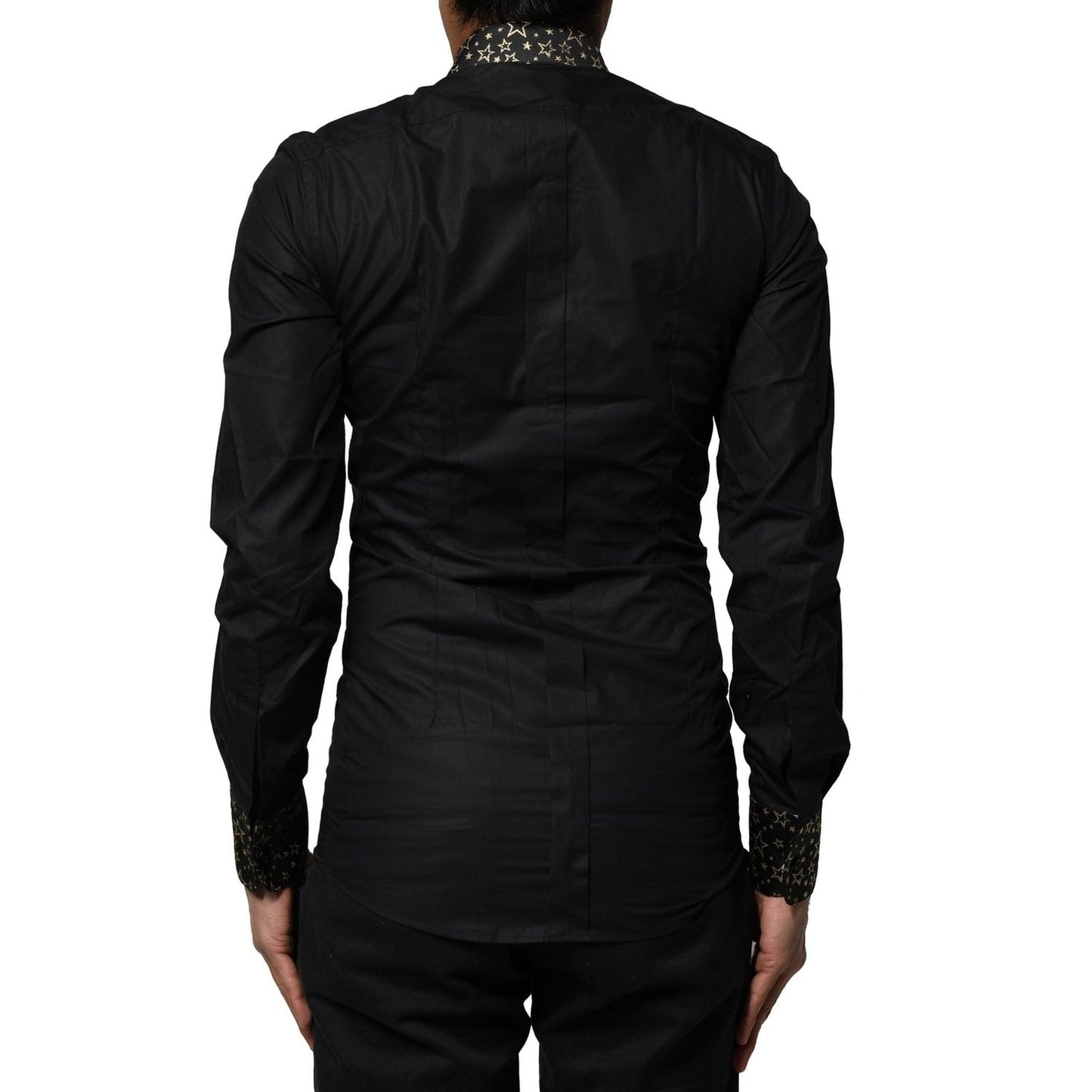 Dolce & Gabbana Black Cotton GOLD Long Sleeves Dress Shirt TSH87823-37