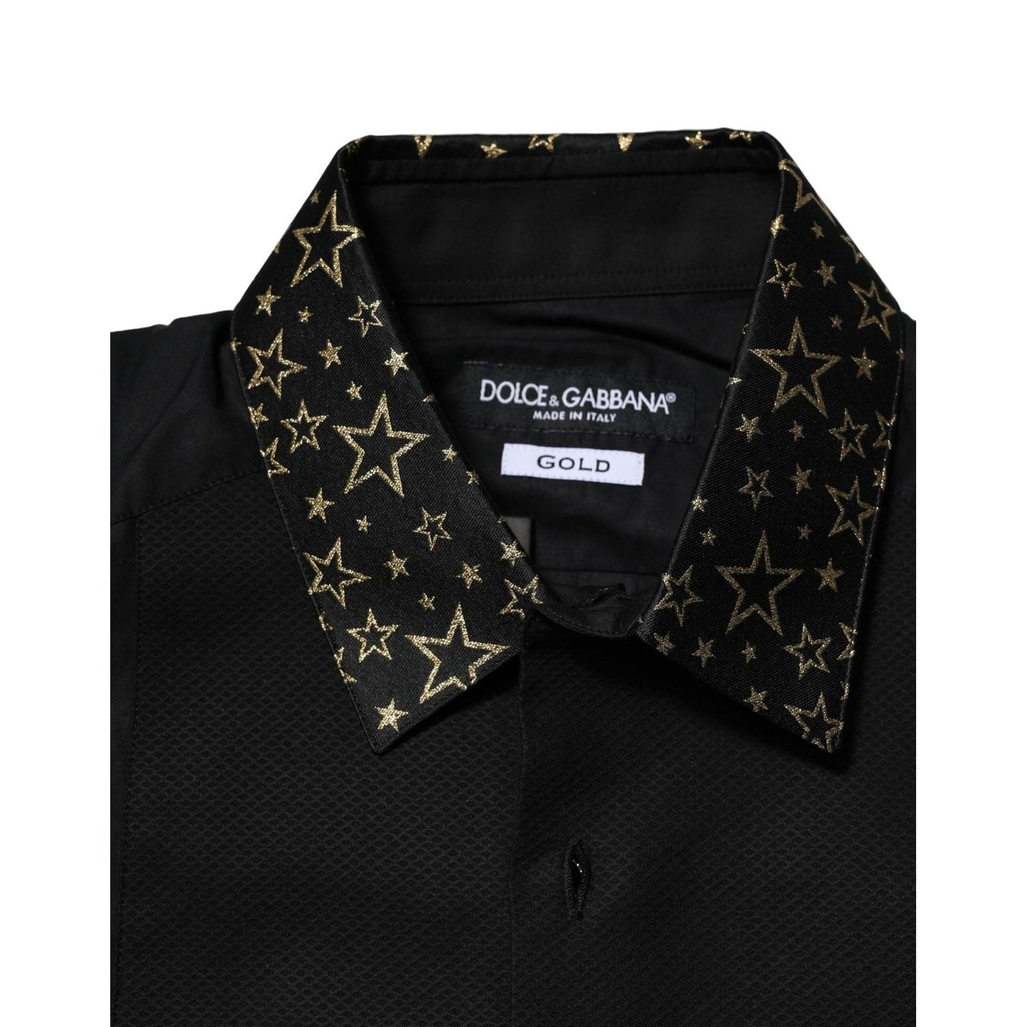 Dolce & Gabbana Black Cotton GOLD Long Sleeves Dress Shirt TSH87823-37
