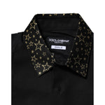 Dolce & Gabbana Black Cotton GOLD Long Sleeves Dress Shirt TSH87823-37