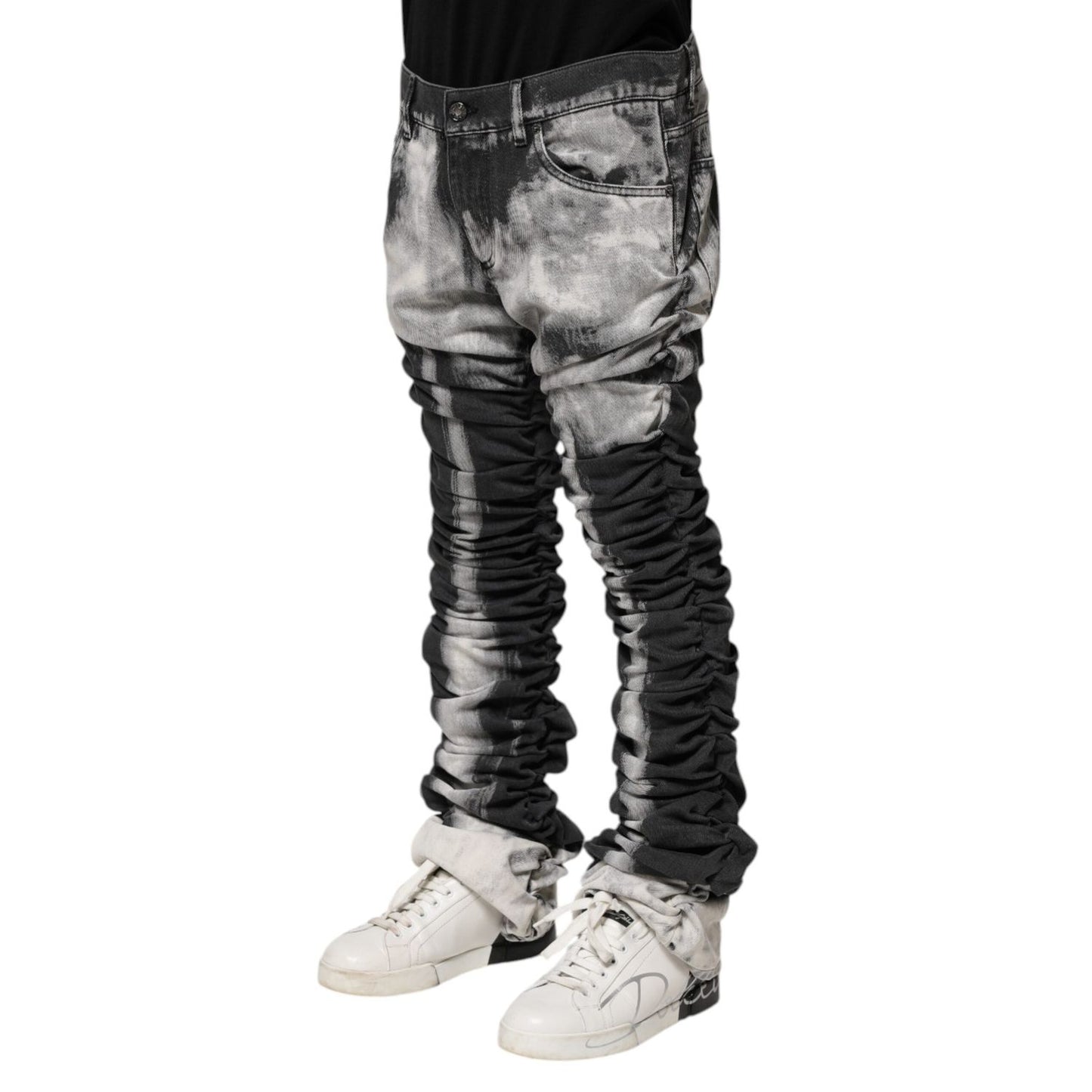 Dolce & Gabbana Black Tie Dye Straight Denim Jeans PAN75175-48