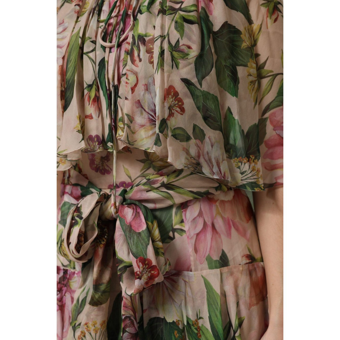 Dolce & Gabbana Pink Floral Print Tiered Long Maxi Dress DR81759-46