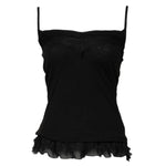 Scervino Street Black Wool Sleeveless Square Neck Tank Top