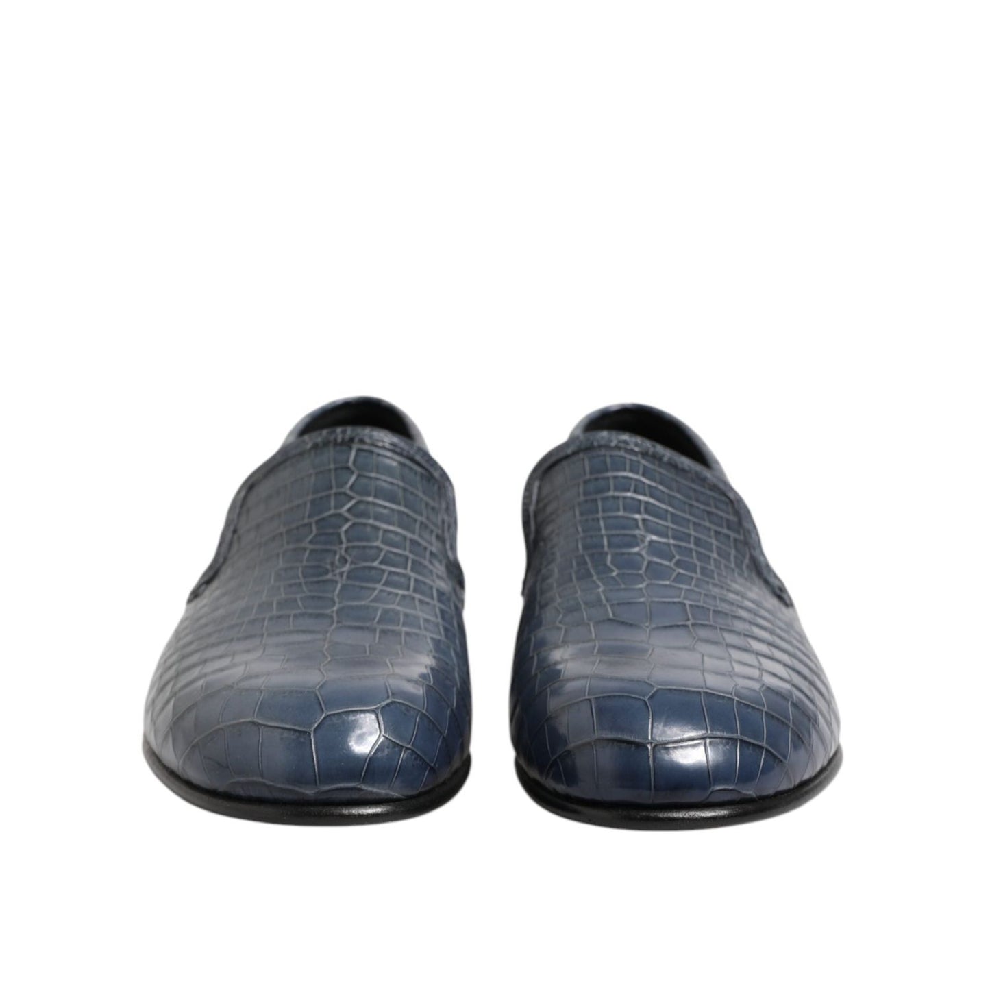 Dolce & Gabbana Blue Exotic Leather Slip On Loafers Men Dress Shoes MV7481-42