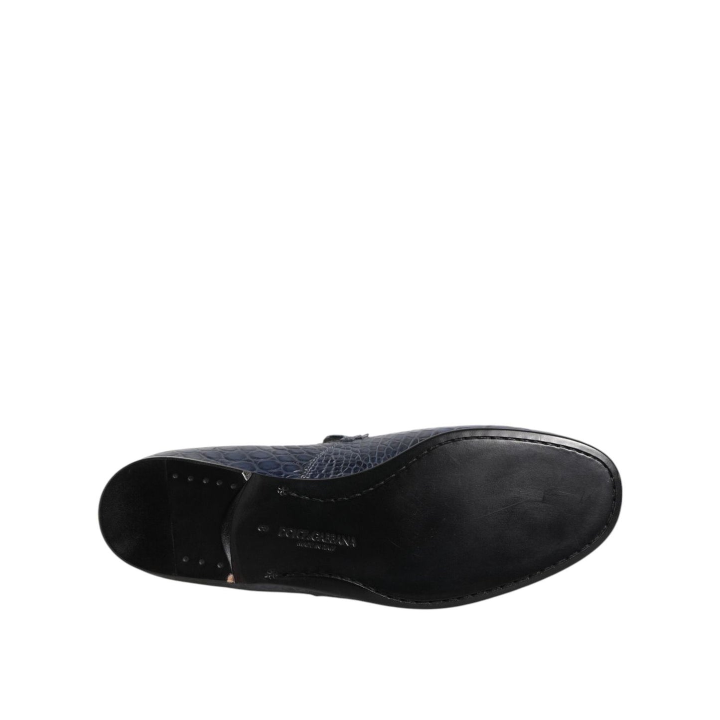 Dolce & Gabbana Blue Exotic Leather Slip On Loafers Men Dress Shoes MV7481-42