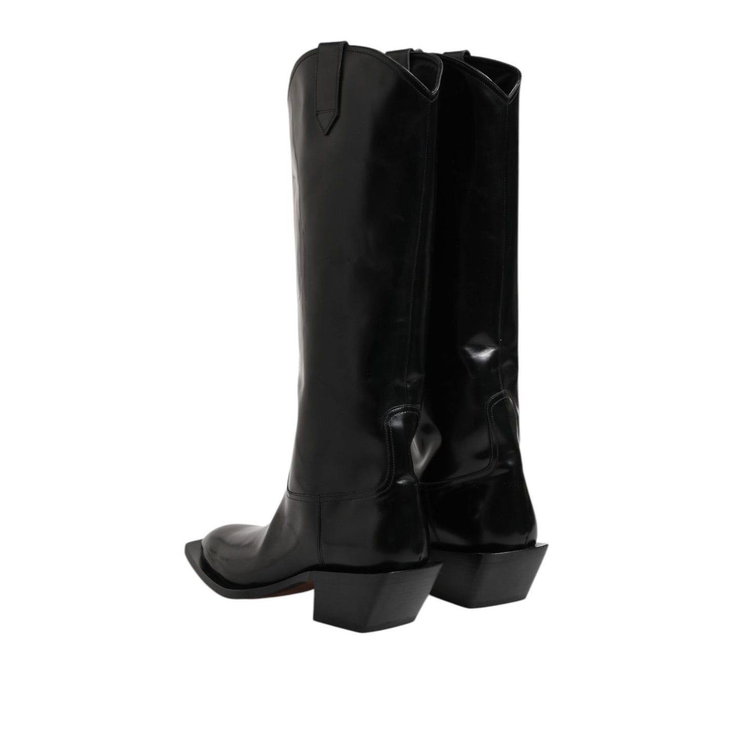 Dolce & Gabbana Black Calfskin Leather Logo High Boots Shoes MV7503-44