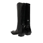 Dolce & Gabbana Black Calfskin Leather Logo High Boots Shoes MV7503-44