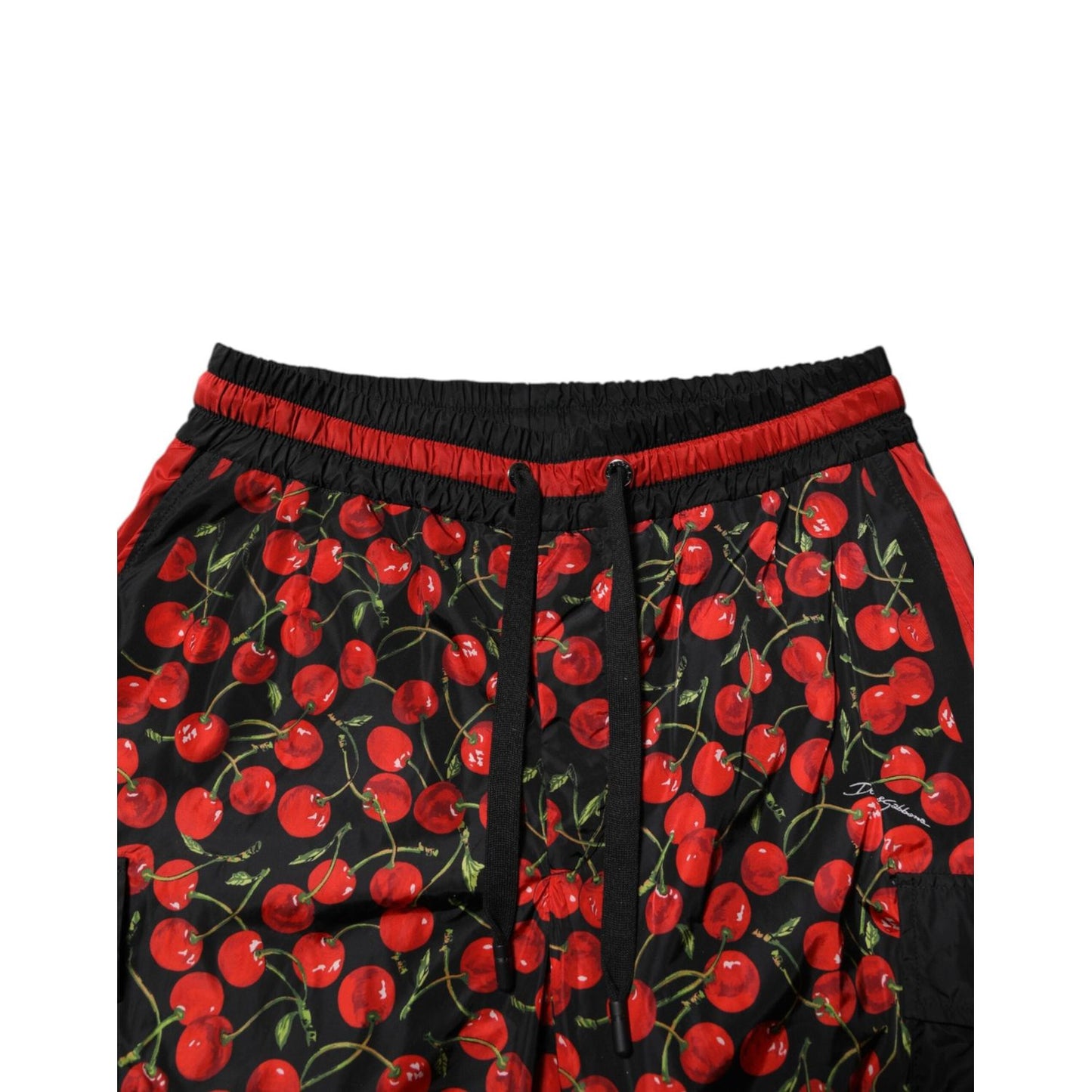 Dolce & Gabbana Black Red Cherry Print Men Sweatpants Pants