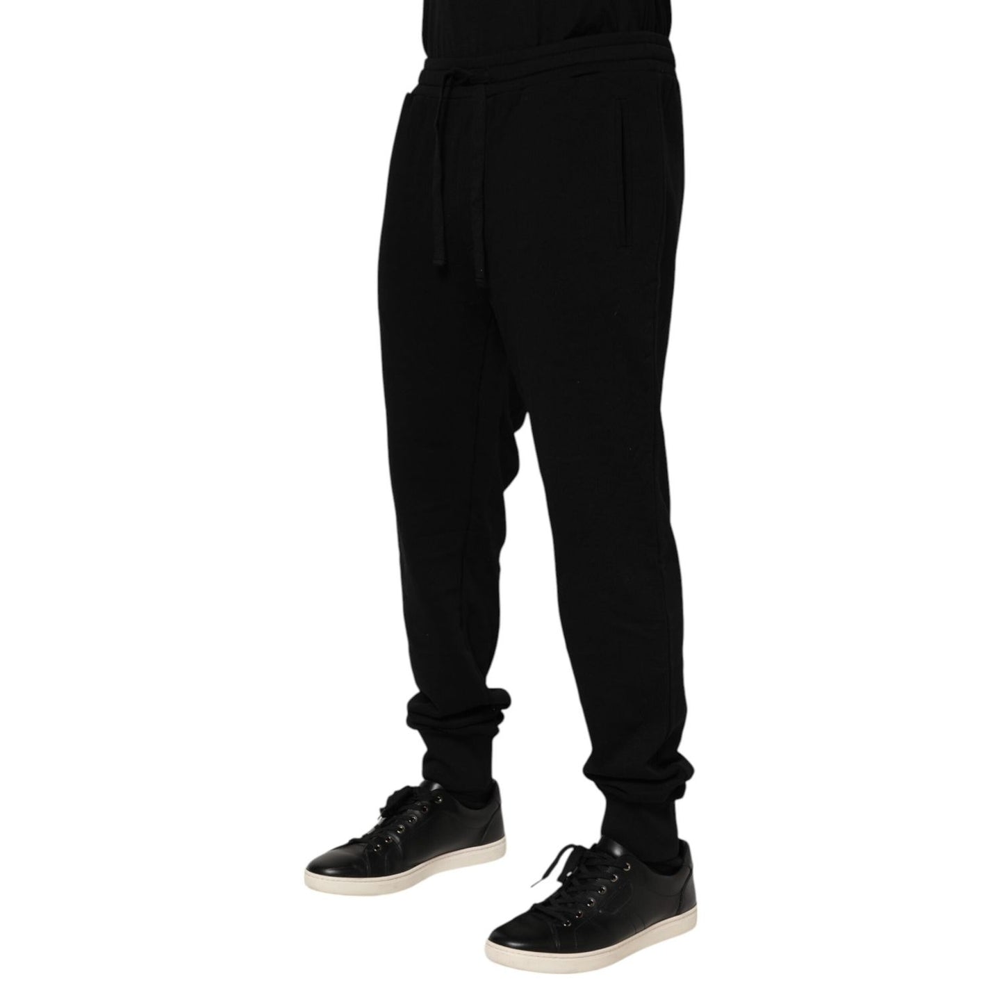 Dolce & Gabbana Black Cotton Crown Jogger Sweatpants Pants