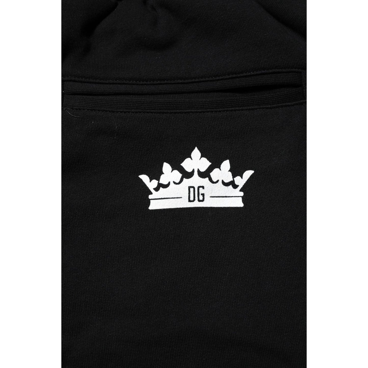 Dolce & Gabbana Black Cotton Crown Jogger Sweatpants Pants