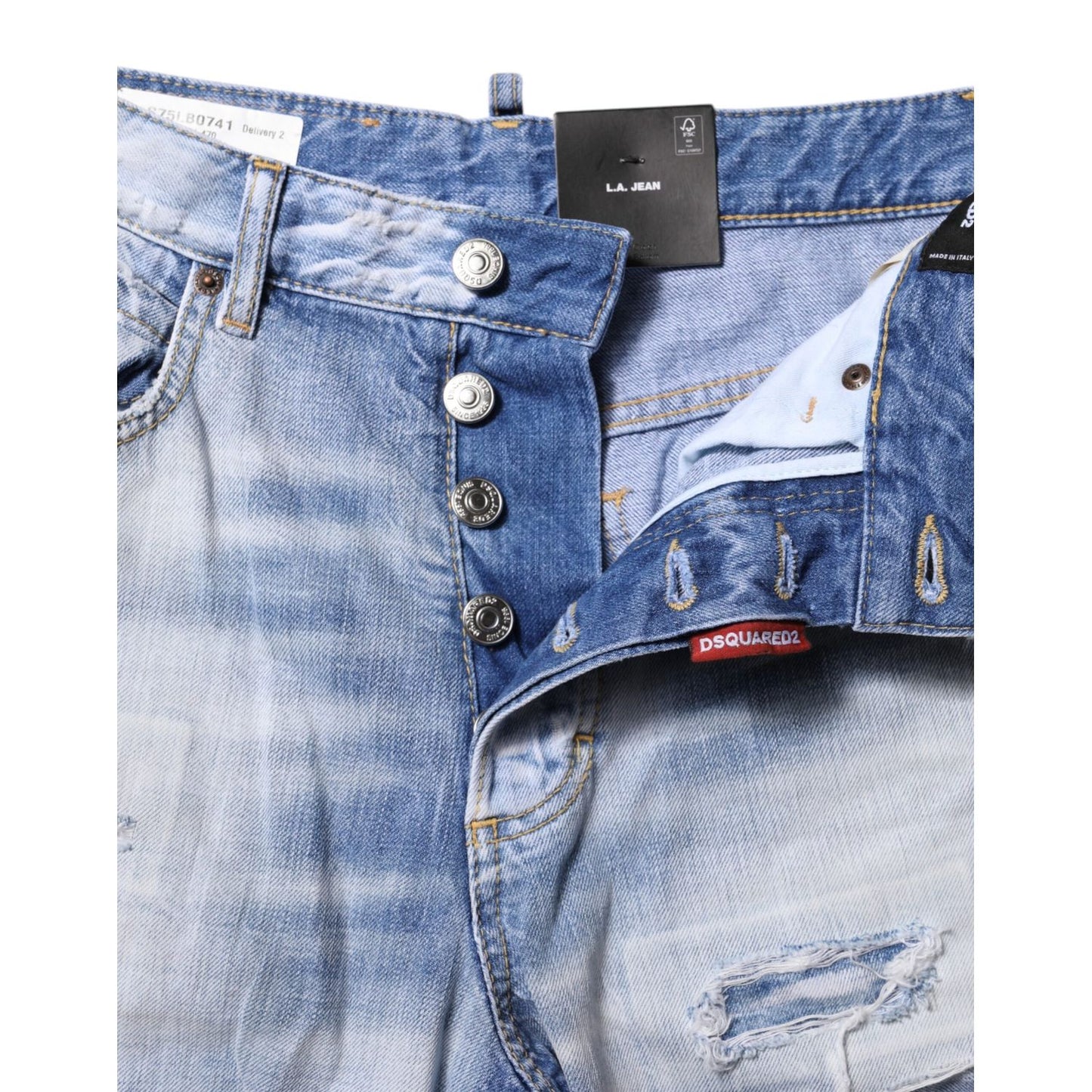 Dsquared² Blue Washed High Waist Wide Leg Jeans