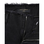 Dolce & Gabbana Black Cotton Tattered Mid Waist Denim Jeans PAN75634-40