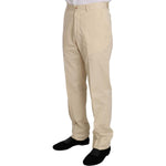 Romeo Gigli Two Piece 3 Button Beige Cotton Solid Suit KOS1441-46