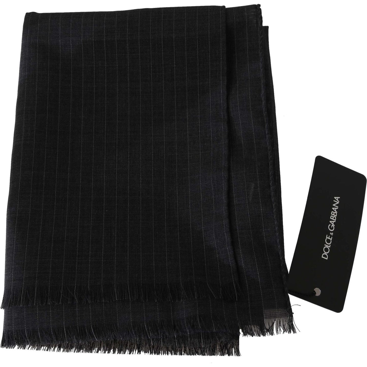 Dolce & Gabbana Gray 100% Wool Striped Pattern Wrap Scarf MS5180